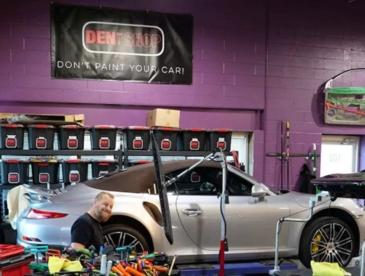 paintless dent repair on a porsche